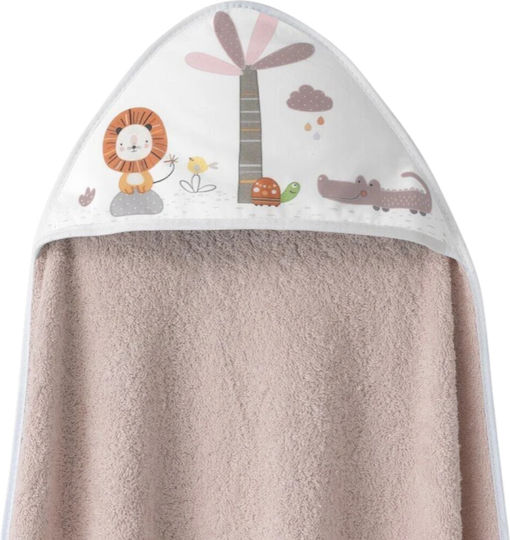 Interbaby Детска Шапка-Худи Халат Тъмно Розов 100x100см