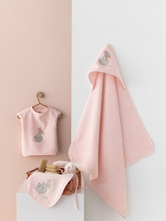 Palamaiki Baby Bath Set with Hooded Pink 75x75cm