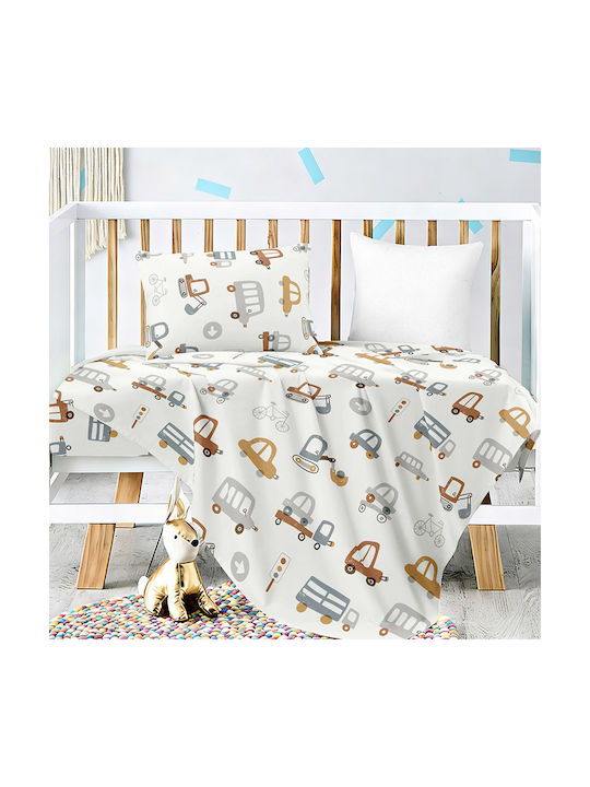 Melinen Set Baby Sheets Crib Cotton Satin Yellow 120x170cm 3pcs