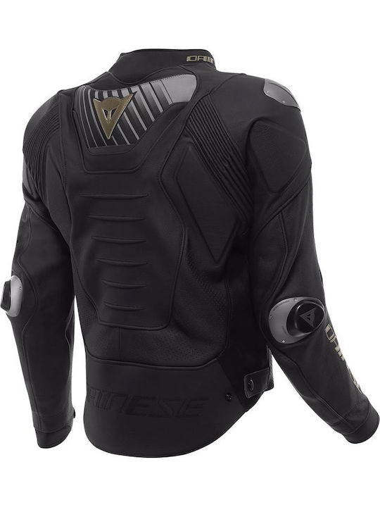 Dainese Super Speed 5 Herren Leder-Reitjacke Schwarz / Schwarz / Gold