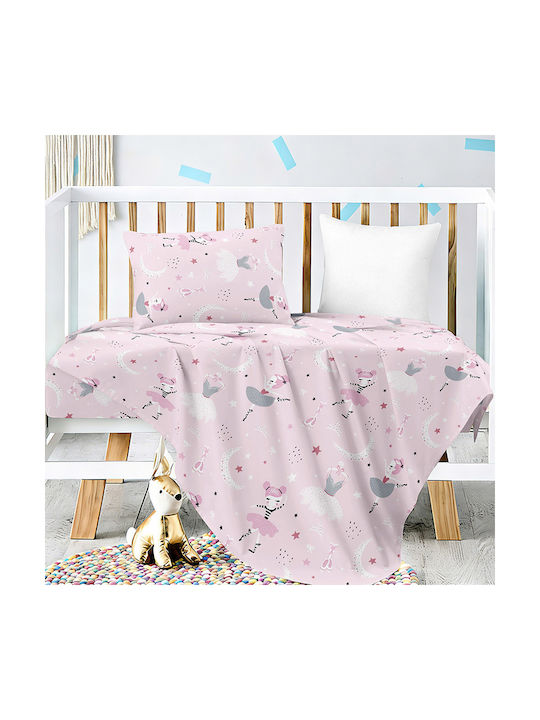 Melinen Set Baby Sheets Crib Cotton Satin Pink 120x170cm 3pcs