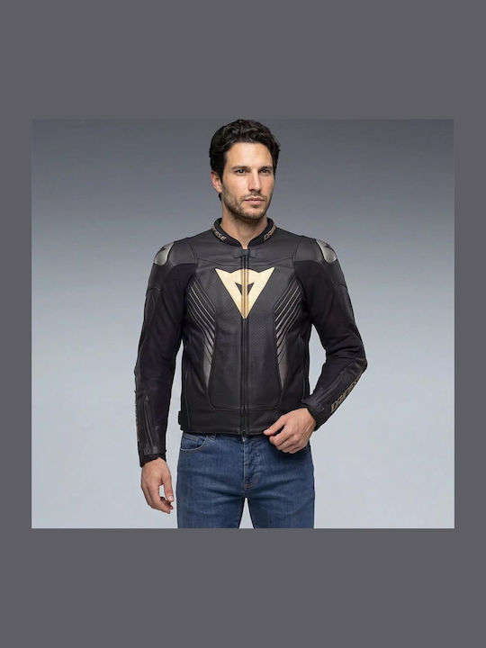 Dainese Super Speed 5 Herren Leder-Reitjacke Schwarz / Schwarz / Gold