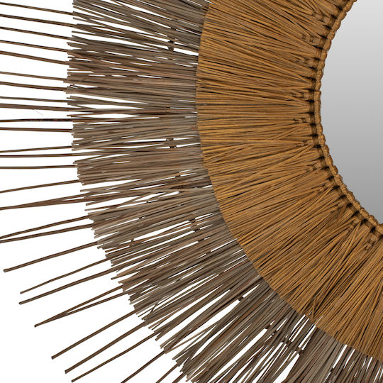 HomeMarkt Mendong Grass Wall Mirror with Beige Frame Diameter 105cm