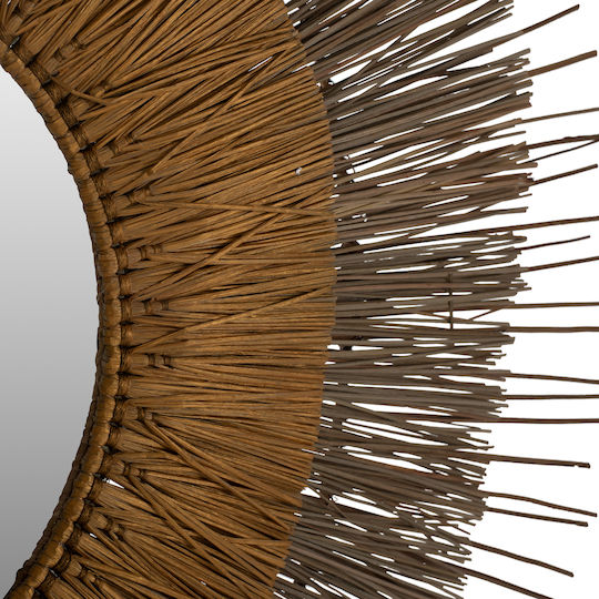 HomeMarkt Mendong Grass Wall Mirror with Beige Frame Diameter 105cm