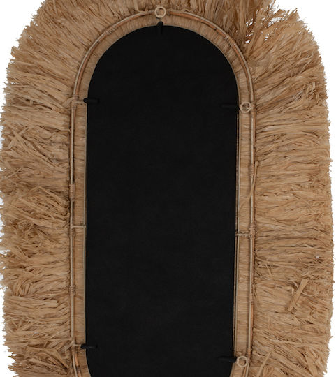 HomeMarkt Wall Mirror Oval with Beige Rattan Frame 90x55cm