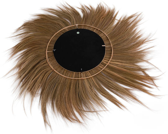 HomeMarkt Wandspiegel Ganzkörper Mit Beige Rattan Rahmen Durchmesser 130cm