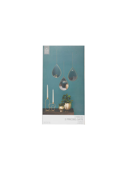 The Home Deco Factory Καθρέπτης Τοίχου Ασύμμετρος με Χρυσό Μεταλλικό Πλαίσιο 27x19cm 3τμχ