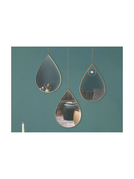The Home Deco Factory Καθρέπτης Τοίχου Ασύμμετρος με Χρυσό Μεταλλικό Πλαίσιο 27x19cm 3τμχ