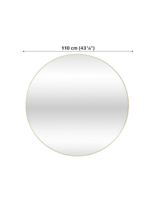 Atmosphera Oglindă De Perete Cu Cadru Metalic Auriu Diametru 110cm