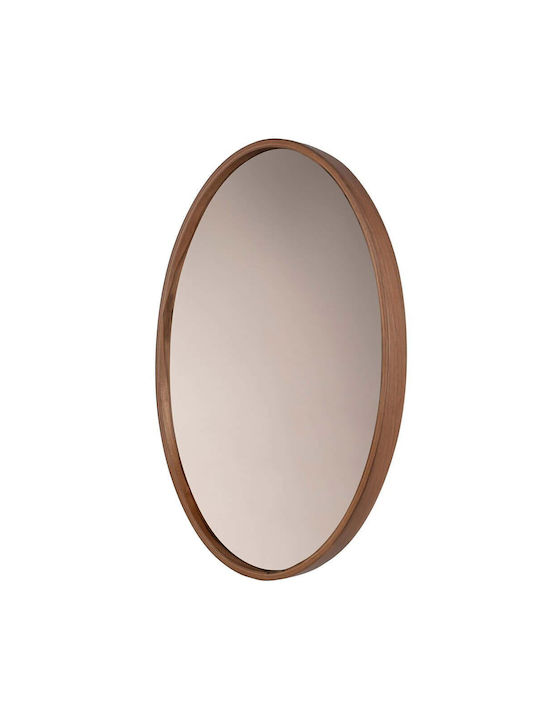 Hanah Home Elips Oglindă de Perete cu Ramă din Lemn Maro 60x45cm