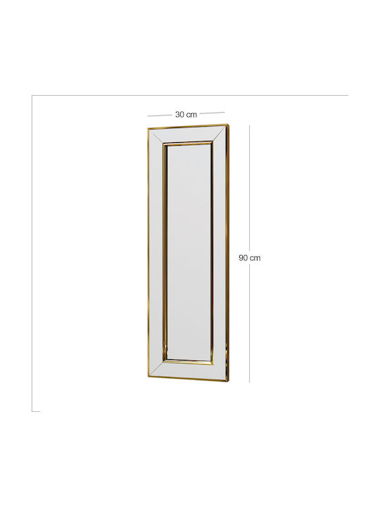 Стенно огледало Карлос 116sam1133 30x3.2x90см Златно Hanah Home MDF