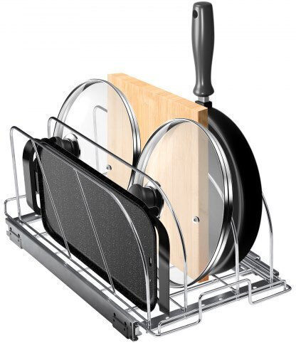 Vevor Металик Стойка За Тенджери И Тигани 10.16x55.88x11см Сива