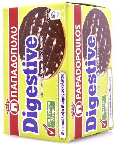 Papadopoulou Kekse Digestive Mit Topping Zartbitterschokolade 1Stück 200gr