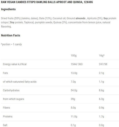 Fit Spo Kekse Mit Chips Quinoa & Aprikose 1Stück 48gr