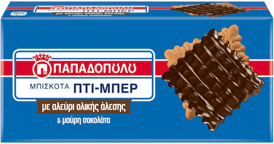 Papadopoulou Biscuits Whole Grain Dark Chocolate Petit Beurre With Topping Dark Chocolate 1pcs 200gr