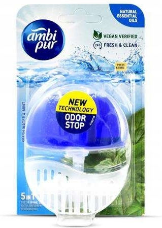Ambi Pur Fresh & Clean 5 σε 1 Ταμπλέτες Λεκάνης με Άρωμα Fresh Water & Mint 55ml 3 tabs