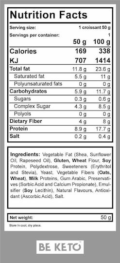 BeKeto Κρουασάν Low-carb Κλασική Γεύση 50gr