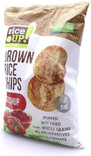 RiceUp Tort de orez Brown Rice Chips cu aromă de Ketchup Integral Fără gluten 60gr