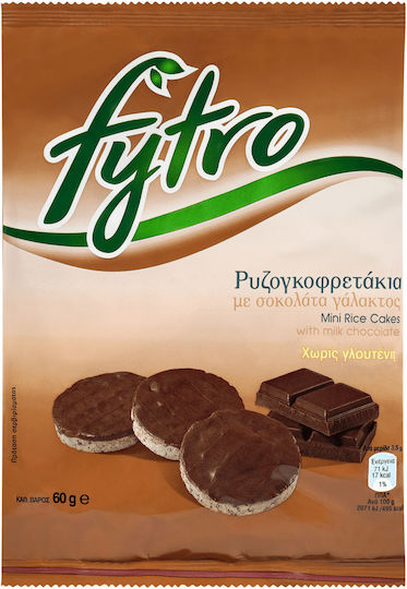 Fytro Reiswaffeln mit Milchschokolade mit Geschmack Schokolade Glutenfrei 60gr