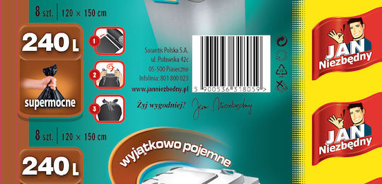 Jan Niezbędny Trash Bags for the Garden Capacity 240lt 8pcs Black