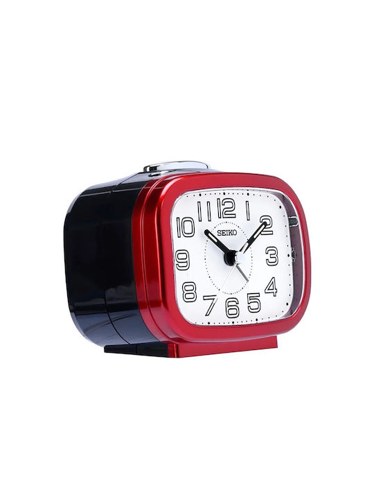 Seiko Silent Tabletop Clock with Indicators with Alarm Clock Red QHK060R