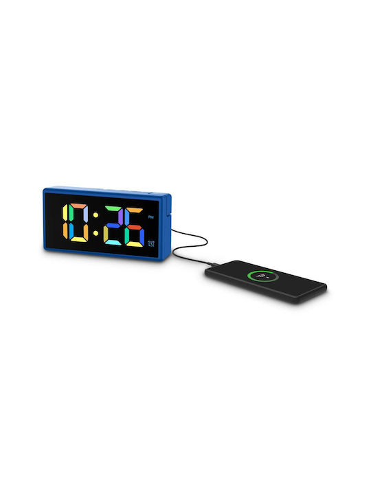 HAMA Tischuhr Digital mit Wecker Blau 00222209