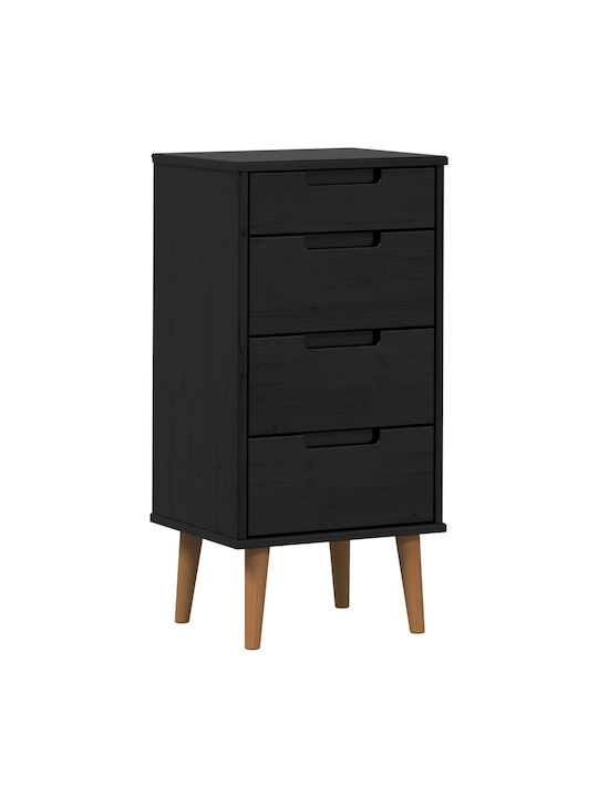 Comodă de Dormitor din Lemn Masiv Molde Negru 40x35x82cm