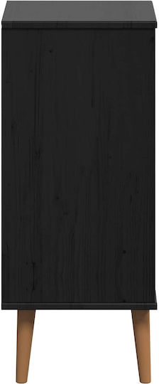 Comodă de Dormitor din Lemn Masiv Molde Negru 40x35x82cm