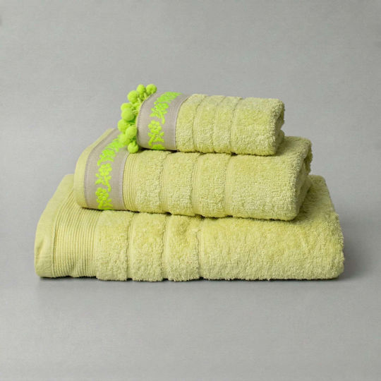White Fabric Σετ Πετσέτες Μπάνιου 3τμχ Whim Κίτρινο Βάρους 600gr/m²