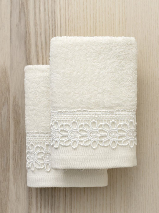 Nima Σετ Πετσέτες Μπάνιου 2τμχ Amara Ivory Βάρους 400gr/m²