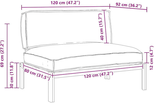 Scaun De Exterior Din Lemn Bej Cu Pernă 120x92x69cm