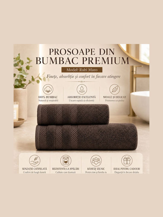 Lenjerii Deosebite Set De Prosoape De Baie 2 Buc Maro Greutate 500gr/m²