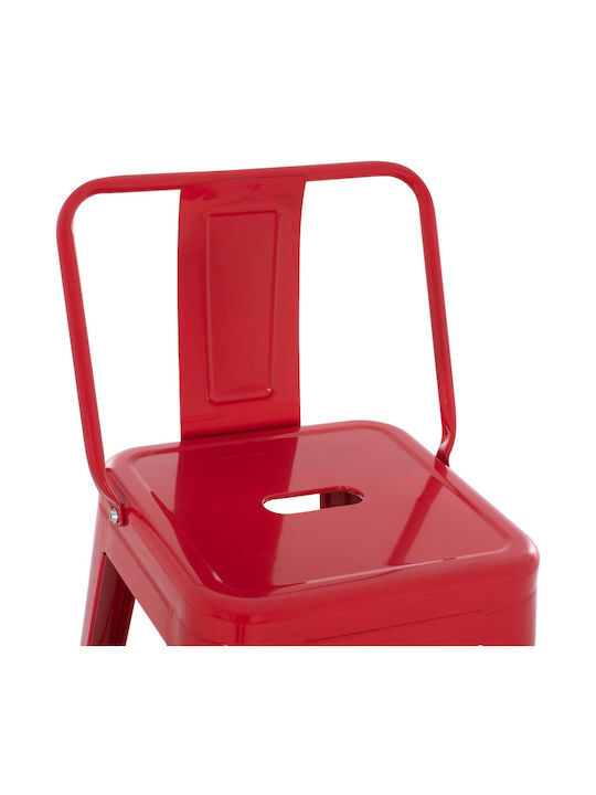 Hocker Bar mit Rückenlehne Metall Red 42x42x100cm
