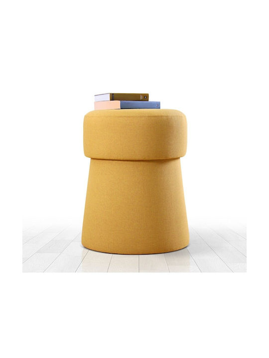 Stool For Living Room Upholstered with Fabric Beans Mustard