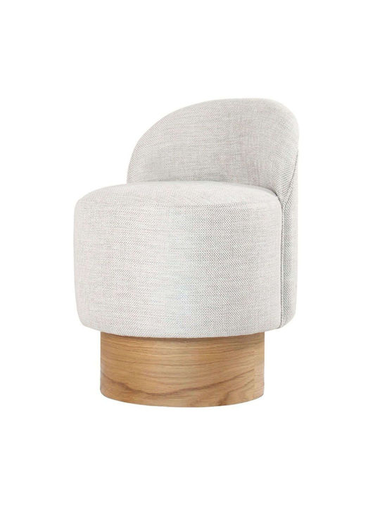 Stool For Living Room Upholstered with Fabric Barren Light Grey-natural 47x47x66cm