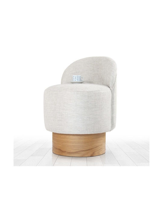 Stool For Living Room Upholstered with Fabric Barren Light Grey-natural 47x47x66cm