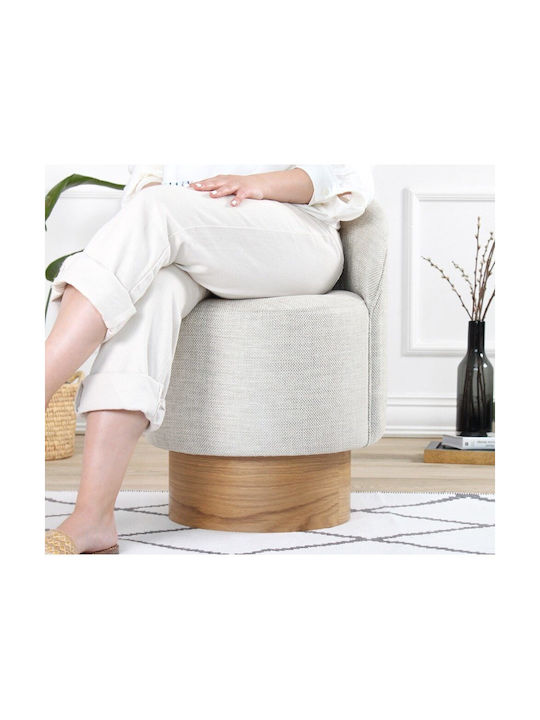 Stool For Living Room Upholstered with Fabric Barren Light Grey-natural 47x47x66cm