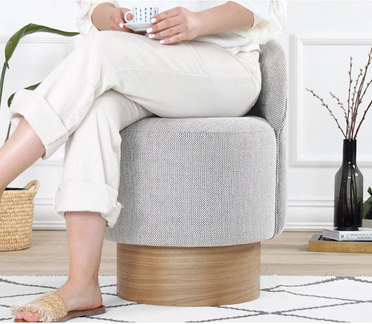 Hocker Für das Wohnzimmer Gepolstert mit Stoff Barren Grey-natural 47x47x66cm