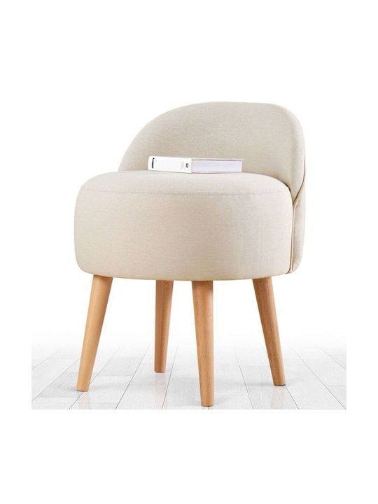 Stool For Living Room Upholstered with Fabric Corvile Cream-natural 46x46x64cm