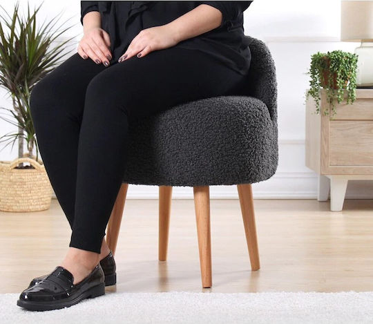 Rufmee Bouclé Hocker 209flf1153 48x42x47cm Dunkelgrau-natur