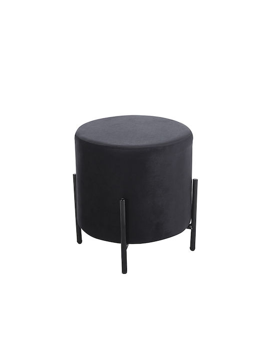 Hocker Für das Wohnzimmer Gepolstert mit Samt Bella Schwarz 37x37x38cm