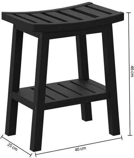 Σκαμπό Σαλονιού Ξύλινο Μαύρο 40x25x46εκ.