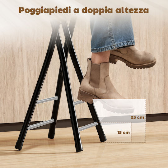 Bar Stool Metallic Set of 2 Black 70x34x30cm