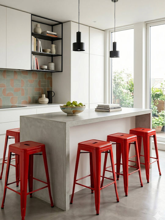 Hocker Bar Metall Lirex Rot 5Stück 41.5x41.5x76.5cm