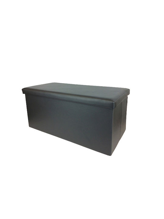 Stool Bench Stool With Storage Space Upholstered with Leatherette Black 76x38x38cm