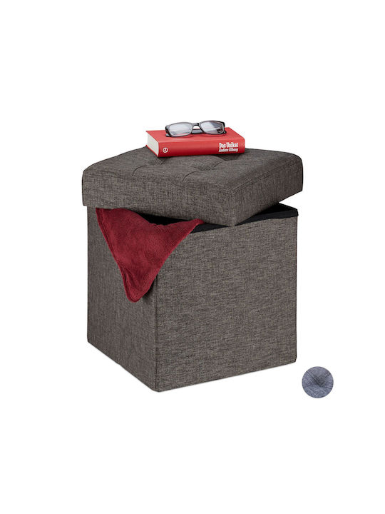 Taburet Camera De Zi Pliabil Cu Spațiu De Depozitare Tapițat Cu Țesătură Maro 41x38x38cm