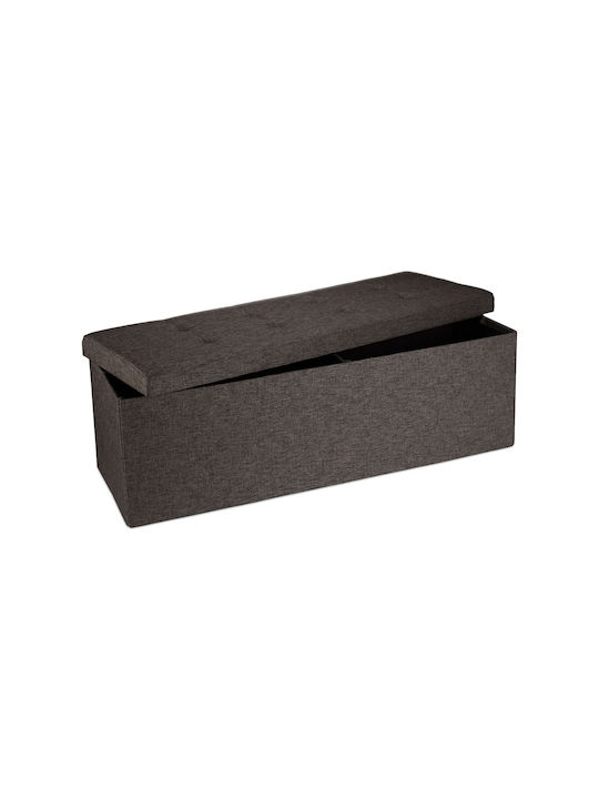 Taburet Camera De Zi Pliabil Cu Spațiu De Depozitare Tapițat Cu Țesătură Maro 38x114x38cm