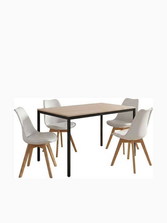 Set de sufragerie Gaston cu 4 scaune 120x75cm