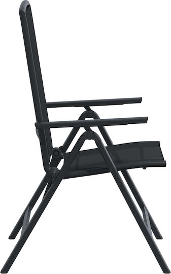 Gartenstühle Aluminium Schwarz 2 Stück 58x71x112cm