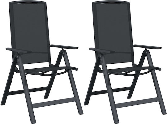 Gartenstühle Aluminium Schwarz 2 Stück 58x71x112cm